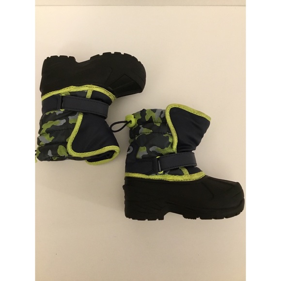Athletech Navy Blue/Lime Camo  Waterproof Winter Snow Boots Sz 7 (Toddler) - Picture 3 of 9